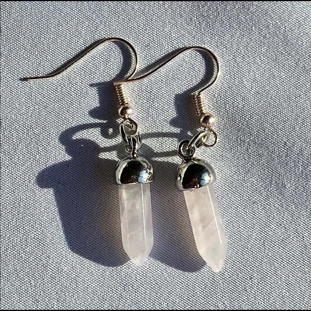 Handmade Rose Quartz Drop Earrings